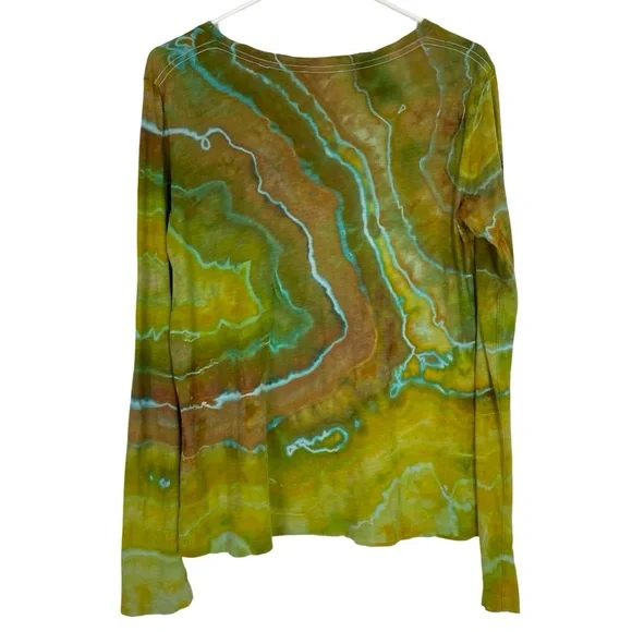 Vince Geode Tie Dye Tshirt Top Shirt Womens Size Large Pima Cotton Chartreuse - Picture 2 of 8
